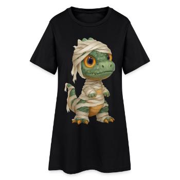 Dino Mummy Costume Halloween - Women’s T-Shirt Dress - black - Front
