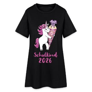 Unicorn with Sugar Cone School Enrollment School Child 2026 - Women’s T-Shirt Dress - black - Front