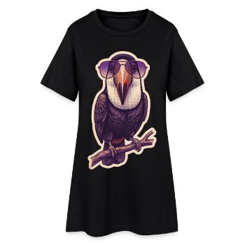 Crazy Toucan with Sunglasses - Women’s T-Shirt Dress - black - Front