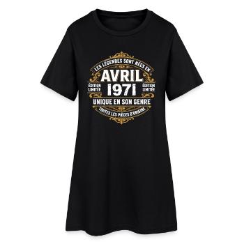 Millésime avril 1971 shirt Anniversaire Avril 1971 - Robe T-shirt Femme - noir - Devant