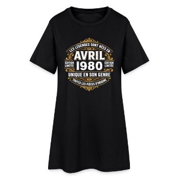 Millésime avril 1980 shirt Anniversaire Avril 1980 - Robe T-shirt Femme - noir - Devant