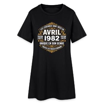 Millésime avril 1982 shirt Anniversaire Avril 1982 - Robe T-shirt Femme - noir - Devant