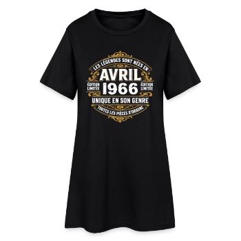 Millésime avril 1966 shirt Anniversaire Avril 1966 - Robe T-shirt Femme - noir - Devant
