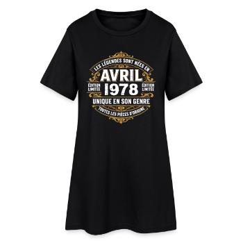 Millésime avril 1978 shirt Anniversaire Avril 1978 - Robe T-shirt Femme - noir - Devant