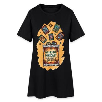 trading card - Weekend Forecast Chance Of Pack - Women’s T-Shirt Dress - black - Front