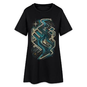 Schleppschiffe Schlepper - Frauen T-Shirt-Kleid - Schwarz - Vorne
