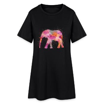 Elefant - Frauen T-Shirt-Kleid - Schwarz - Vorne