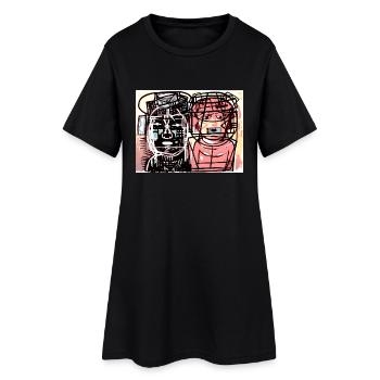 Paar - Frauen T-Shirt-Kleid - Schwarz - Vorne