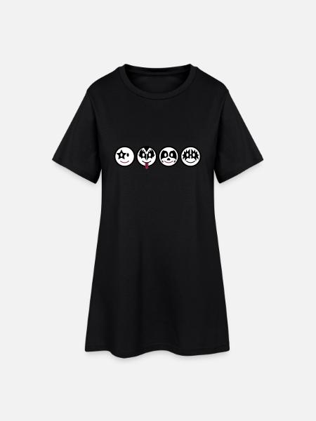 Smiley Kiss Icons (horizontal) 3c - Frauen T-Shirt-Kleid - Schwarz