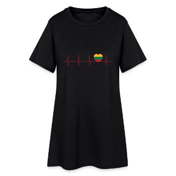 Litauen Flagge Herzschlag - Nation - Fahne - Herz - Frauen T-Shirt-Kleid - Schwarz - Vorne