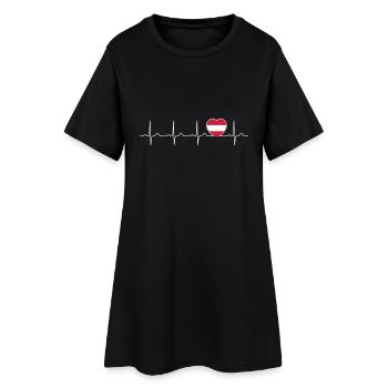 Austria flag heartbeat - nation - flag - Women’s T-Shirt Dress - black - Front