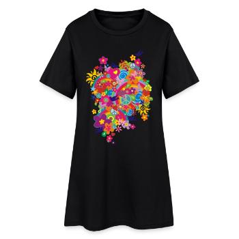 NEW FLOWER POWER RAINBOW - Robe T-shirt Femme - noir - Devant