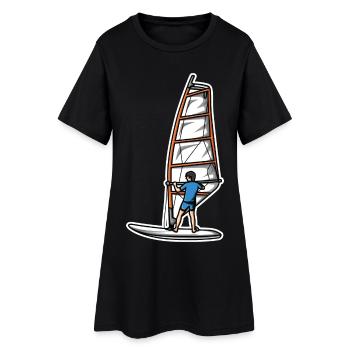 Drôle de véliplanchiste garçon - Robe T-shirt Femme - noir - Devant