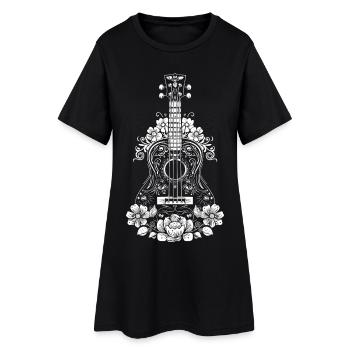 Ukulélé Style Bande Dessinée - Robe T-shirt Femme - noir - Devant