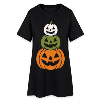 Motif citrouille-lanterne d’Halloween - Robe T-shirt Femme - noir - Devant