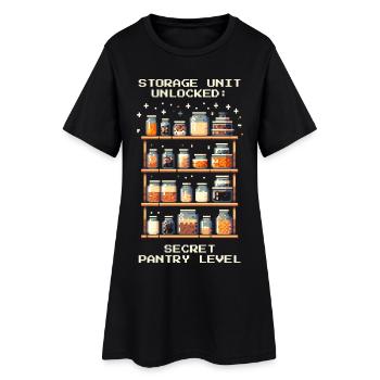 Unité de stockage déverrouillée | Niveau de garde-manger secret - Robe T-shirt Femme - noir - Devant