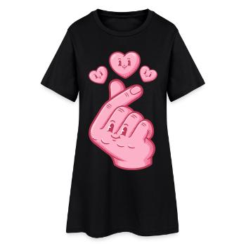 Kpop Musique coréenne Doigts mignons Amour Anime - Robe T-shirt Femme - noir - Devant