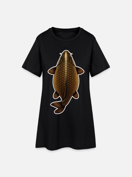 Vue du sommet de la carpe dorée – Conception de pêche propre - Robe T-shirt Femme - noir