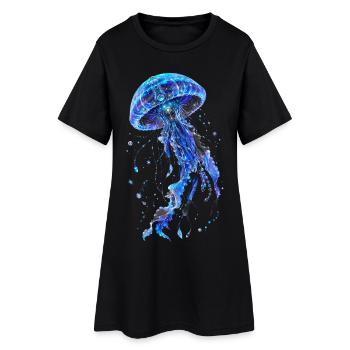 Luminous Cyberorganic Jellyfish - Women’s T-Shirt Dress - black - Front