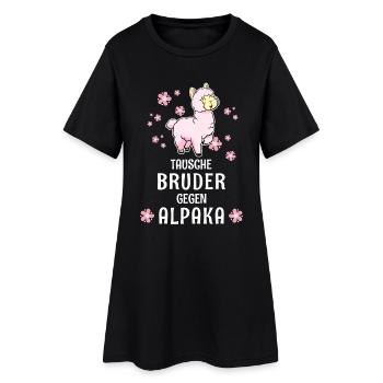 Tausche Bruder gegen Alpaka - Frauen T-Shirt-Kleid - Schwarz - Vorne
