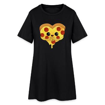 Coeur de pizza - jour cadeau doux enfant amour de - Robe T-shirt Femme - noir - Devant