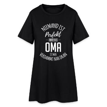 Oma ist perfekt - Frauen T-Shirt-Kleid - Schwarz - Vorne