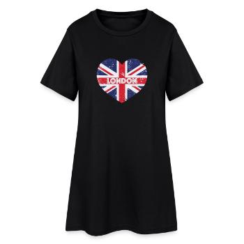 London Herz - Frauen T-Shirt-Kleid - Schwarz - Vorne