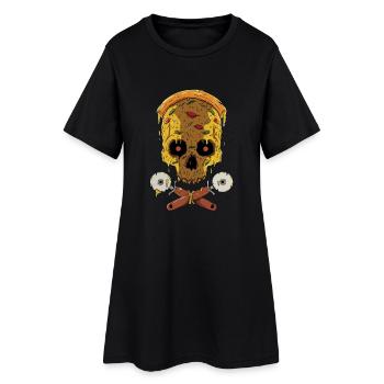 Zombie Halloween Pizza - Frauen T-Shirt-Kleid - Schwarz - Vorne