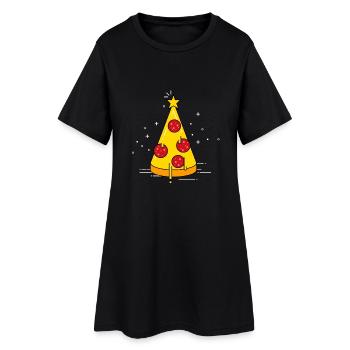Pizza Christmas Tree - Frauen T-Shirt-Kleid - Schwarz - Vorne
