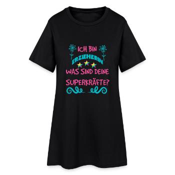 Erzieherin mit Superkräften - Frauen T-Shirt-Kleid - Schwarz - Vorne