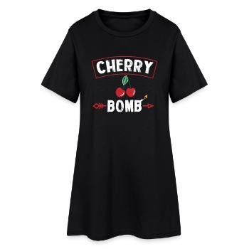 Cherry bomb cherry bomb cherry red cherry blossom - Women’s T-Shirt Dress - black - Front