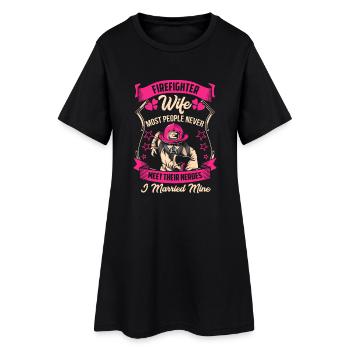 Pompier femme pompier mariage cadeau héros - Robe T-shirt Femme - noir - Devant