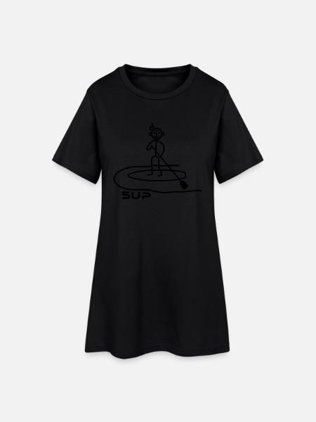 SUP - Paddeln - Frauen T-Shirt-Kleid - Schwarz