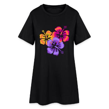 Hibiscus Drilling - Robe T-shirt Femme - noir - Devant