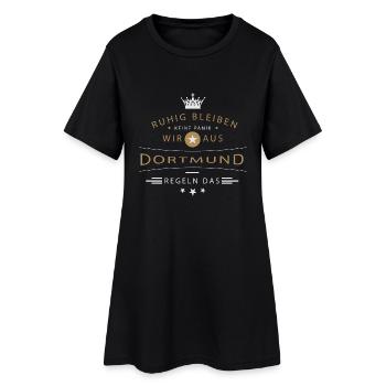 Ruhig bleiben Dortmund - Frauen T-Shirt-Kleid - Schwarz - Vorne