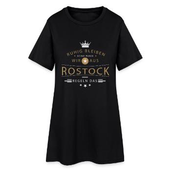 Ruhig bleiben Rostock - Frauen T-Shirt-Kleid - Schwarz - Vorne