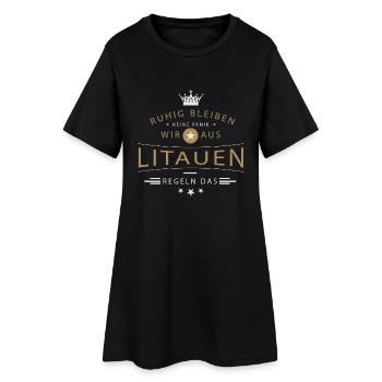 Ruhig bleiben Litauen - Frauen T-Shirt-Kleid - Schwarz - Vorne