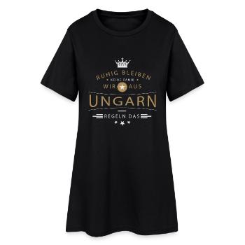 Ruhig bleiben Ungarn - Frauen T-Shirt-Kleid - Schwarz - Vorne