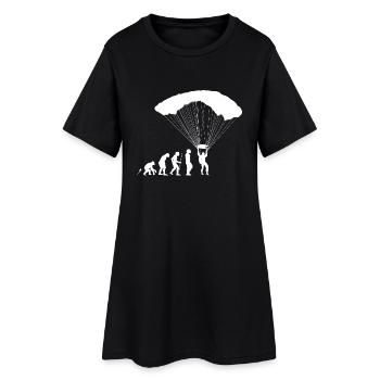 Fallschirmspringen Evolution Fun Shirt - Frauen T-Shirt-Kleid - Schwarz - Vorne