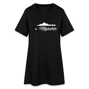 Allgäuerin - Bergkette & Edelweiss Design Weiß - Frauen T-Shirt-Kleid - Schwarz - Vorne