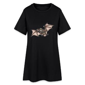 Fledermaus - Frauen T-Shirt-Kleid - Schwarz - Vorne