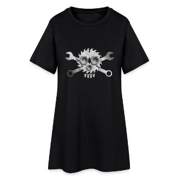 mechaniker_totenkopf_022015c - Frauen T-Shirt-Kleid - Schwarz - Vorne