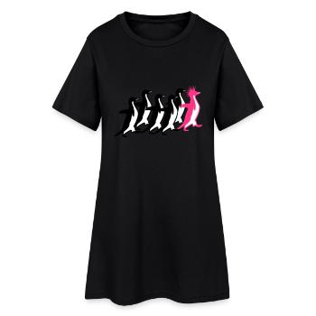 Pinguine Rudel - Frauen T-Shirt-Kleid - Schwarz - Vorne