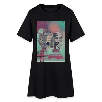 live eat surf - Frauen T-Shirt-Kleid - Schwarz - Vorne