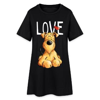 Drôle Airedale Terrier - Chien - Cadeau - Robe T-shirt Femme - noir - Devant