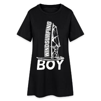 Drôle de garçon de planche à voile - Robe T-shirt Femme - noir - Devant