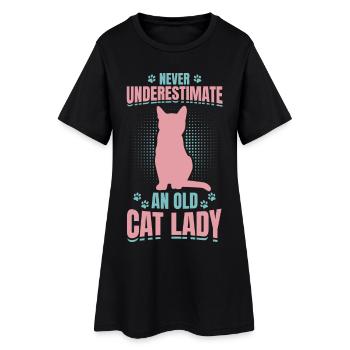 Ne sous-estimez jamais une vieille dame aux chats - Robe T-shirt Femme - noir - Devant
