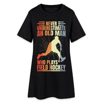 Hockey Großvater - Frauen T-Shirt-Kleid - Schwarz - Vorne