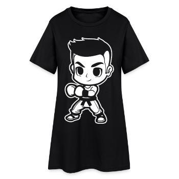 Cartoon Kickboxer - Women’s T-Shirt Dress - black - Front