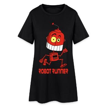 Le robot qui court - Robe T-shirt Femme - noir - Devant